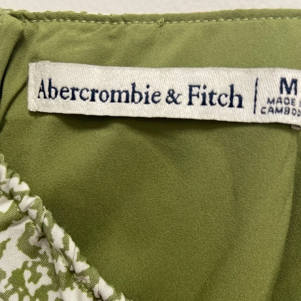 Abercrombie & fitch Medium green white ladies spaghetti strap maxi dress